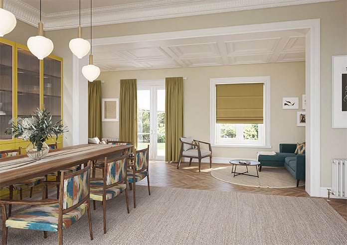 Kyoto Faux Silk, Gold - Motorised Roman Blind - Image 6